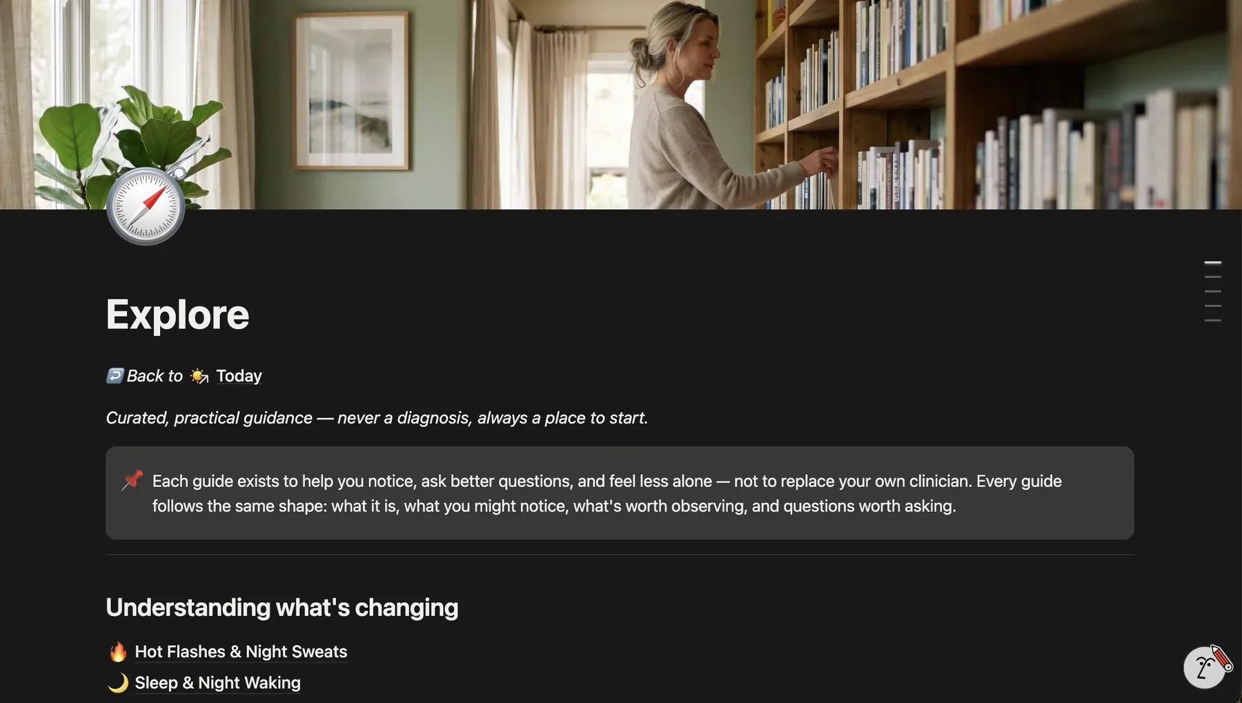 MidlifeHQ real product screenshot: Explore