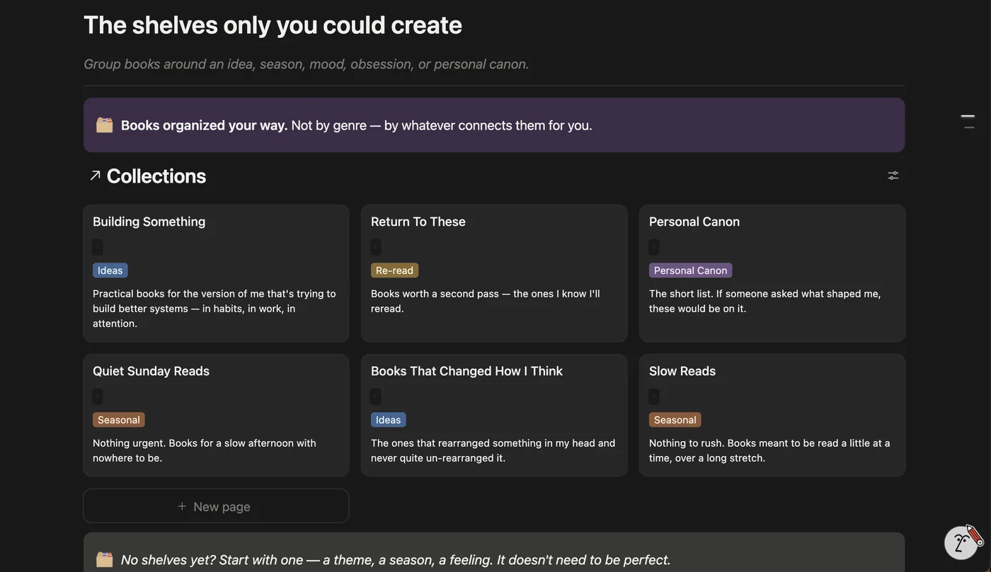 ReadHQ real product screenshot: custom book Collections