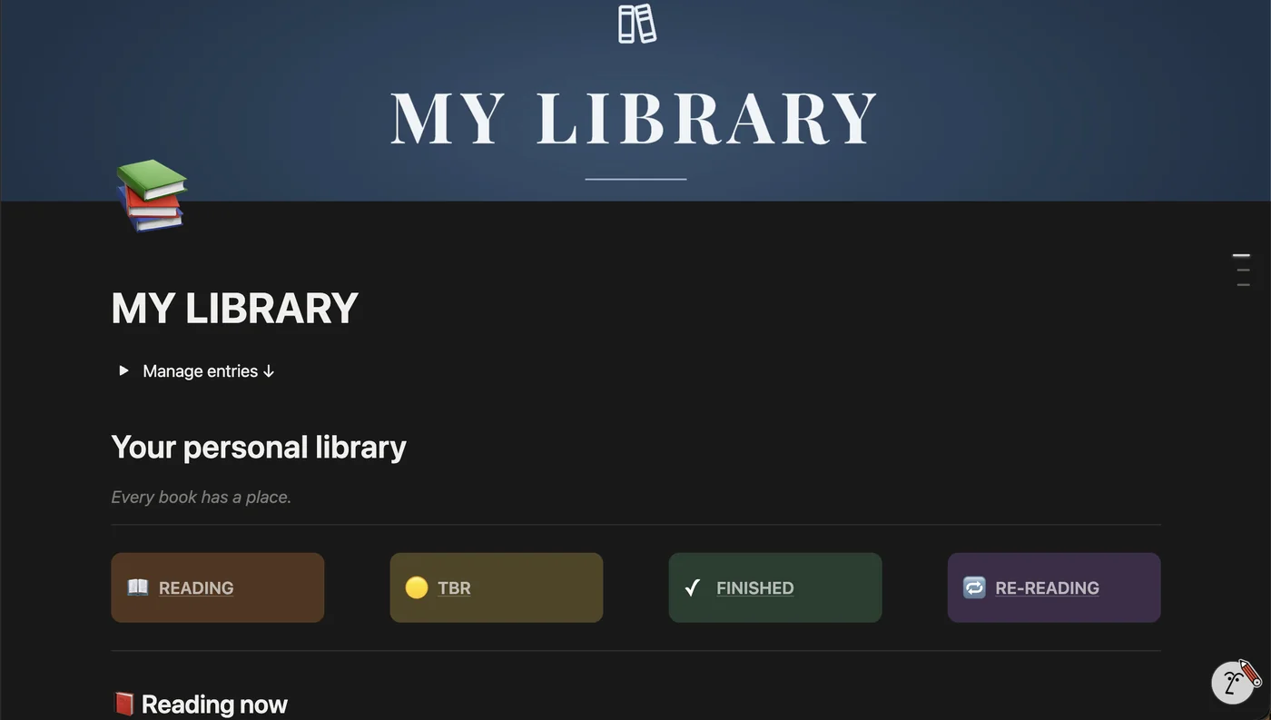 ReadHQ real product screenshot: My Library grouped by stage