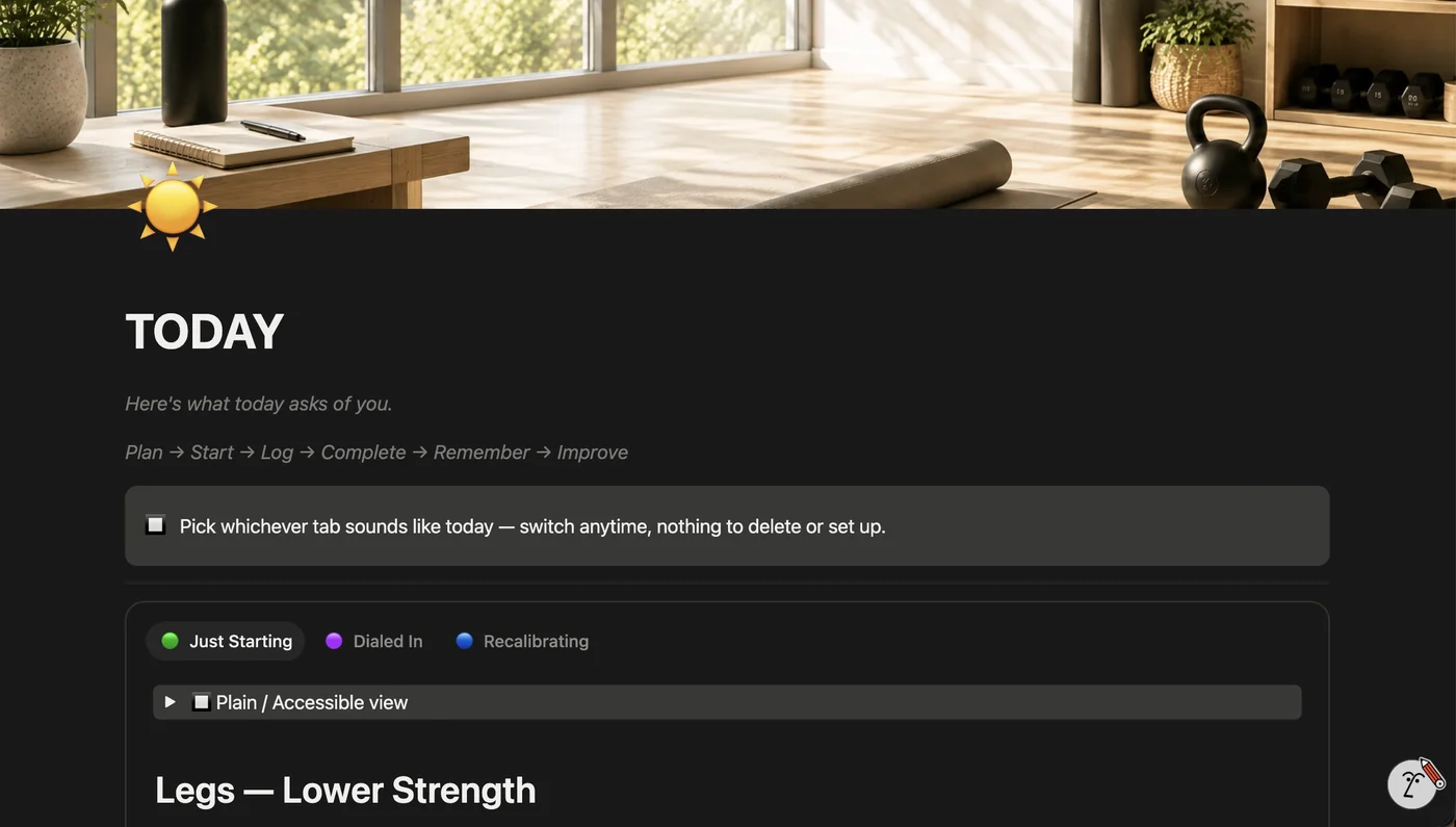 WorkoutHQ real product screenshot: Today command center